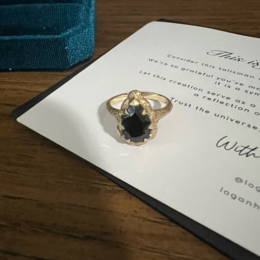 Logan Hollowell Medium Queen Water Drop Onyx Ring